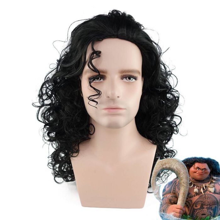Maui Cosplay wig long Curly Dark Brown hair Moana - Image 2