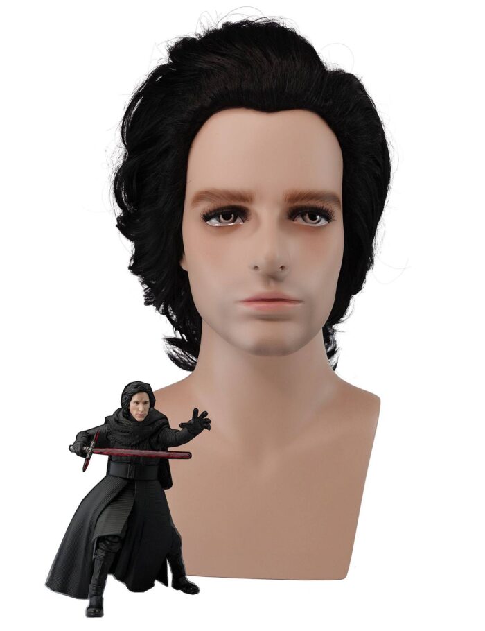 Kylo Ren Cosplay wig long inky hair Star Wars - Image 5